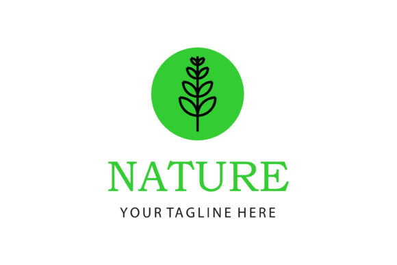 Beauty Leaf Isolated with Green Circle Design Asset